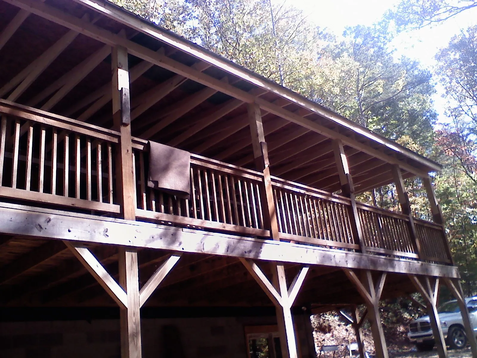 Timber framing under a new elevated porch and deck — Roof Leak Repair in Diagonal by Roofing Brothers